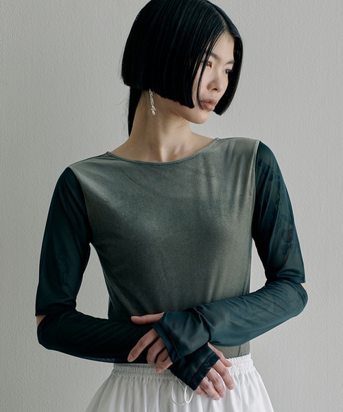 tシャツ See-through Velour Bodysuit レディース