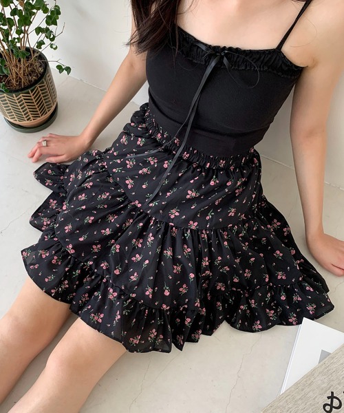 スカート フラワー 花柄ミニ ティアードスカート : ZOZOTOWN Yahoo!店