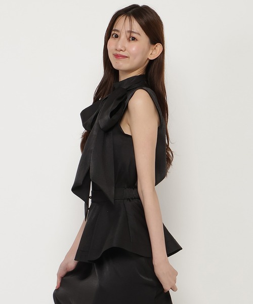 【styling】ノースリーブボウタイトップス REDYAZEL ブラウス シャツ 「セットアップ可能」ボウタイ