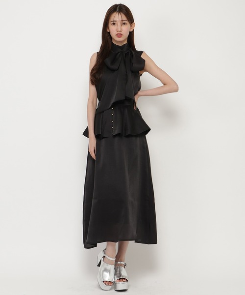 【styling】ノースリーブボウタイトップス REDYAZEL ブラウス シャツ 「セットアップ可能」ボウタイ