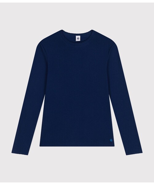 PETIT BATEAU（プチバトー） tシャツ ポワンココットクルーネック長袖
