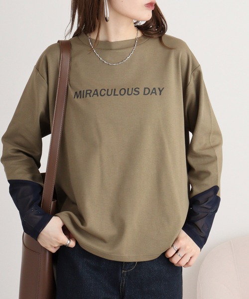tシャツ A.N.L シアースリーブロゴトップス レディース tシャツ A.N.L シアースリーブロゴトップス レディース