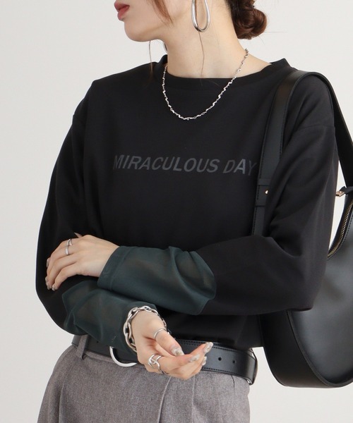 tシャツ A.N.L シアースリーブロゴトップス レディース