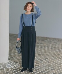 grove パンツ 2WAYショルダーストラップワイドパンツ レディース