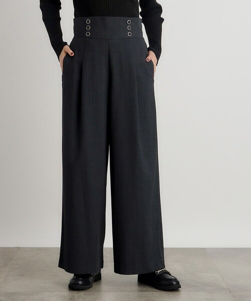 ワンショルダーラップワイドパンツ ETRÉ TOKYO 】ラップショルダーラップワイドパンツ【 Alderney