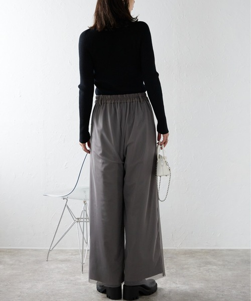 GRANCY チュールレイヤードスラックス 黒 L クリーニング済 GRANCY】Tulle Layereddesign Slacks / チュール レイヤード
