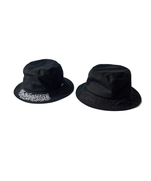 Subciety 刺繍入りバケットハット ブラック フリーサイズ Subciety 帽子 ハット Embroidery bucket hat メンズ レディース