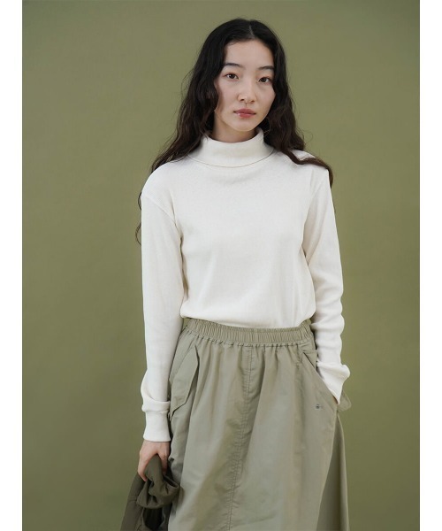 tシャツ Cotton rib turtleneck レディース