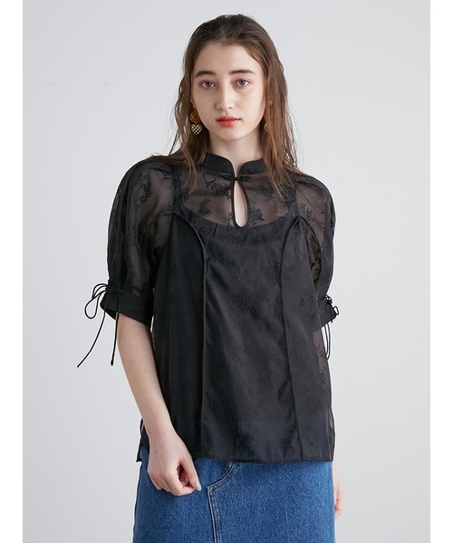 「LILY BROWN」 半袖ブラウス ONE SIZE ブラック レディース LILY BROWN 「LILY BROWN」 半袖ブラウス ONE SIZE ブラック