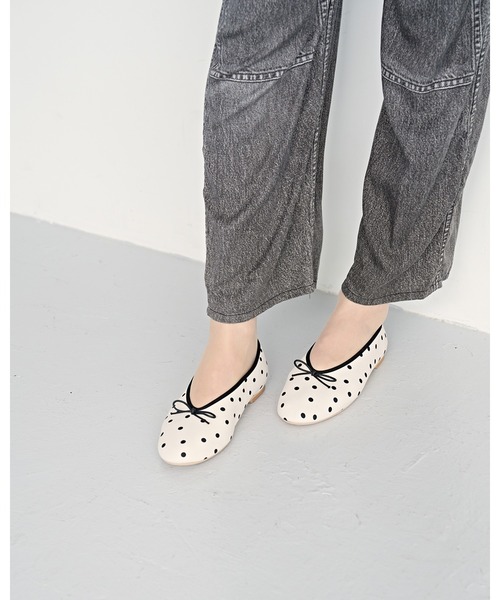バレエシューズ パンプス ドット柄 フラットバレエシューズ : ZOZOTOWN