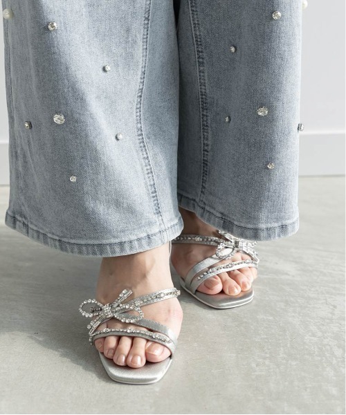 RANDA（ランダ） サンダル ビジューリボンストラップサンダル