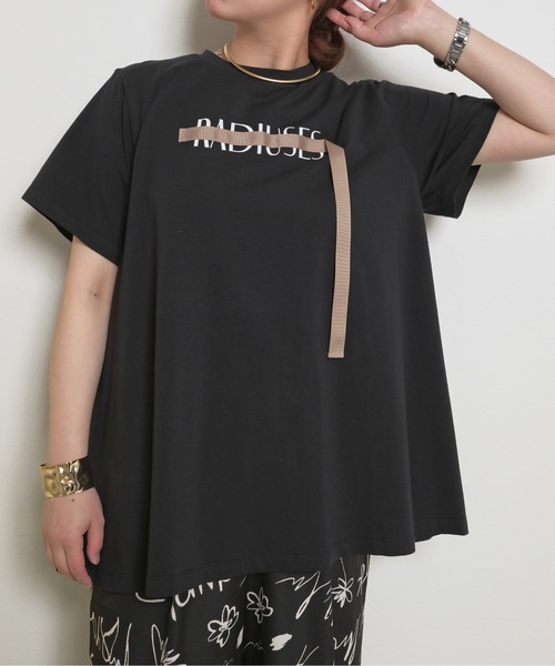 tシャツ シルケット天竺フリルテープカットソー レディース シルケット天竺フリルテープカットソー（Tシャツ/カットソー