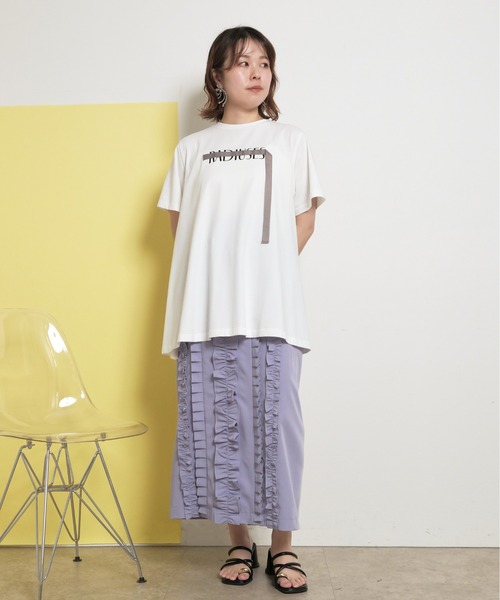 tシャツ シルケット天竺フリルテープカットソー レディース シルケット天竺フリルテープカットソー（Tシャツ/カットソー