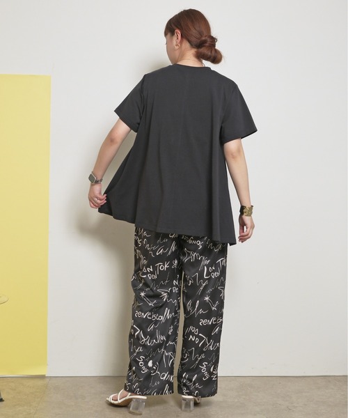 tシャツ シルケット天竺素材 フレアシルエット テープデザイン Tシャツ レディース シルケット天竺素材 フレアシルエット テープデザイン Tシャツ