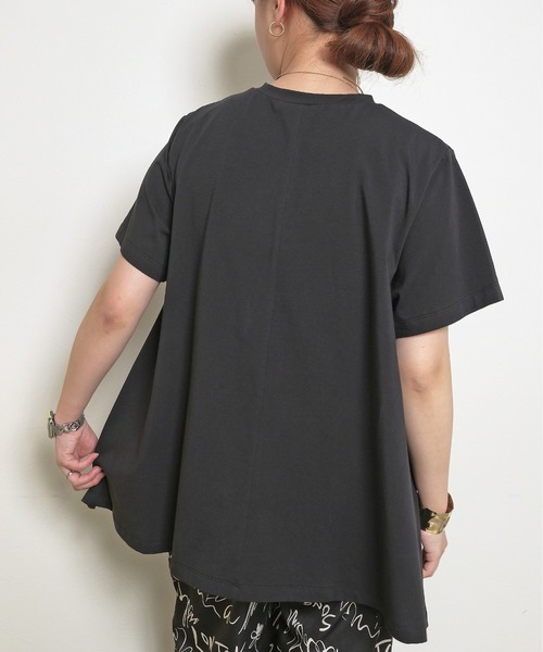 tシャツ シルケット天竺素材 フレアシルエット テープデザイン Tシャツ レディース シルケット天竺素材 フレアシルエット テープデザイン Tシャツ