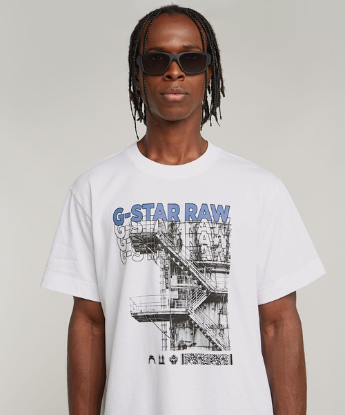 G-STAR RAW tシャツ STAIRS GRAPHIC LOOSE T-SHIRT/グラフィックロゴ 