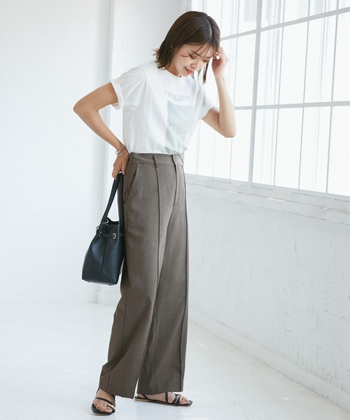 美品　T. japan strap pants ストラップパンツ　グレー ストライプワイドスラックス | ファッション通販サイト NUGU
