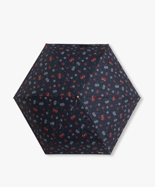 ANNA SUI アナスイ 折りたたみ傘 雨傘 チェリー柄 ブラック ANNA SUI 折りたたみ傘 チェリープリント晴雨兼用（イージー