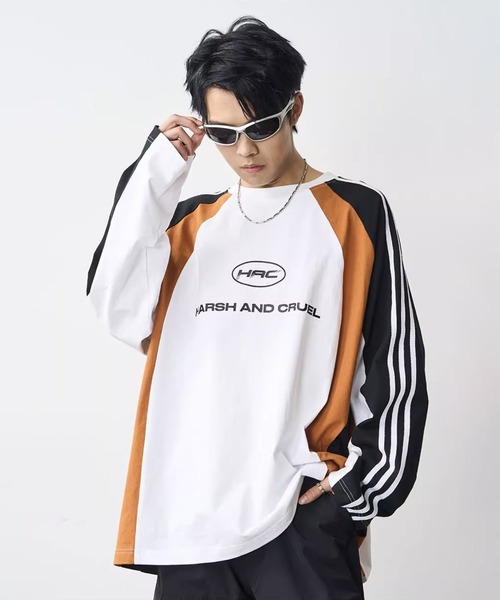 HARSH AND CRUEL 長袖 Tシャツ ロゴ プリント 大人気 男女兼用 HARSH AND CRUEL 「HARSH CRUEL」 長袖Tシャツ X-LARGE ホワイト