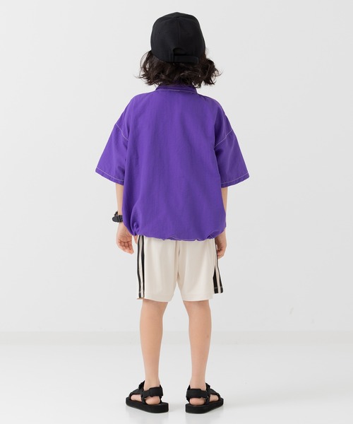 JAM & LINK tシャツ ナイロン素材 配色ステッチ ハーフジップ半袖T 