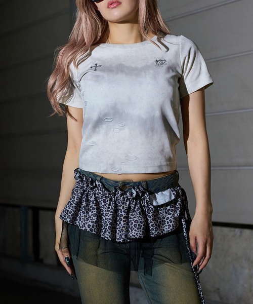 sedacle girl tシャツ グリッターダメージリブTシャツ「SETUP