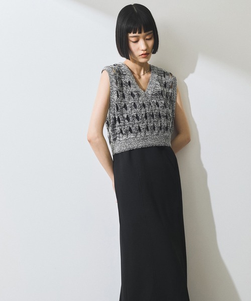 美品 アダムエロペ AER ニットコンビベアワンピース グレー×ブラック 洗える 楽天市場】【SALE／20%OFF】【WEB限定】ニットコンビベア
