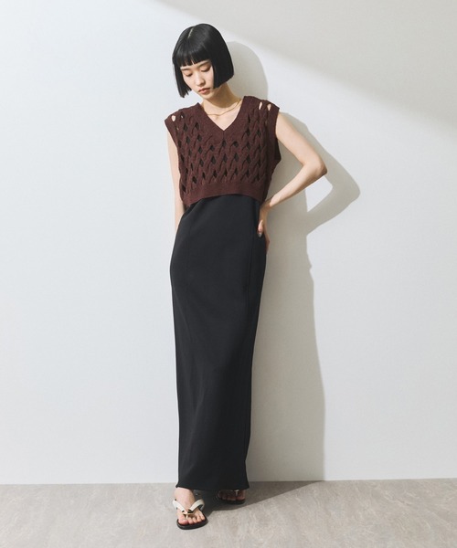 パターンニットジレコンビワンピース　アダムエロペ　新品タグ付き ADAM ET ROPÉ FEMME(アダム エ ロペ ファム) / 【WEB限定
