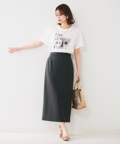 SHIRO✨新品 アンタイトル ストレッチ ジャージ ナロースカート 48 UNTITLED（アンタイトル） スカート 「後ろウエストゴム/ストレッチ性