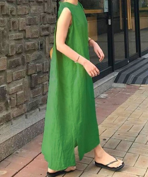 ワンピース リネンタッチリゾートノースリーブワンピース : ZOZOTOWN