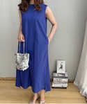 ワンピース リネンタッチリゾートノースリーブワ...の詳細画像1