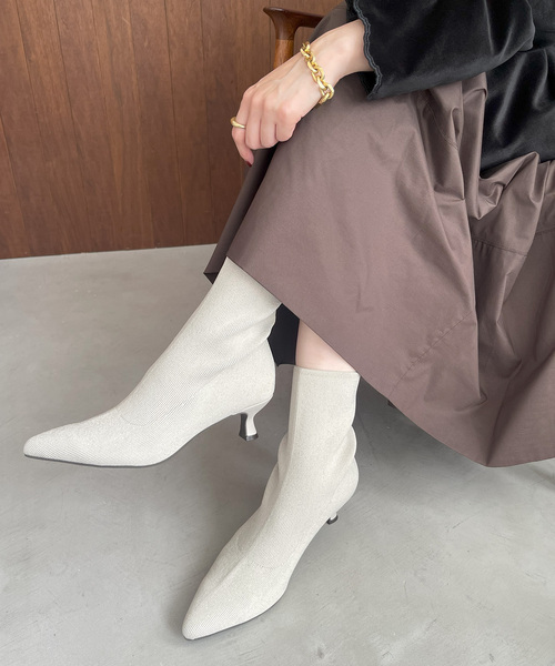 ルタロン（LE TALON）/5cmポインテッドニットショートブーツ LE TALON（ル タロン） ブーツ 5cmポインテッドニットショートブーツ