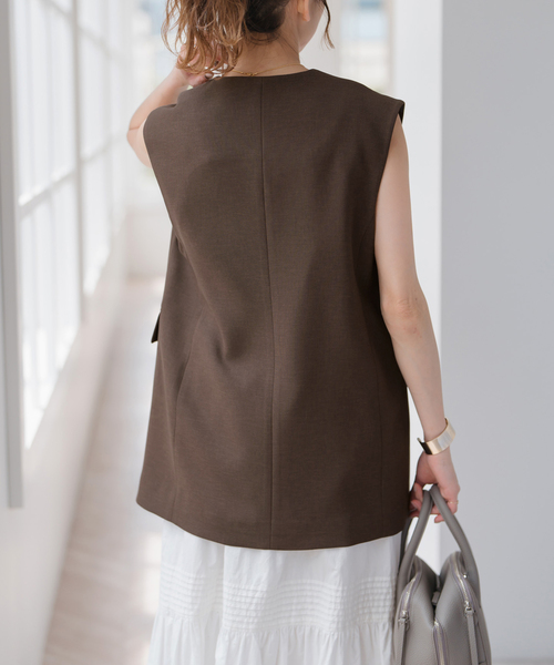 Spick & Span ジレ　新品 Spick＆Span ベスト ジレ Vカラーロングジレ レディース