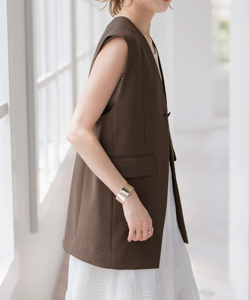 Spick＆Span ベスト ジレ Vカラーロングジレ レディース