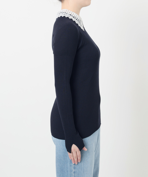 IENA（イエナ） ニット セーター レース襟 RIBホールガーメントプル