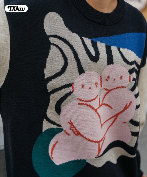 TXA セーター ニット 前田豆コ Jacquard Sweater メンズ レディース