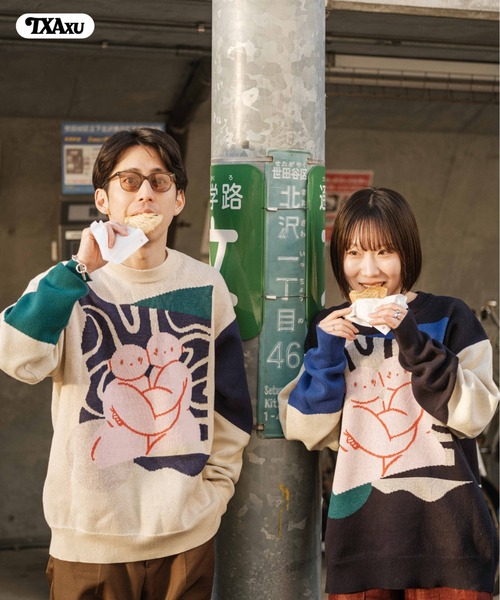 セーター ニット 前田豆コ Jacquard Sweater メンズ レディースの画像