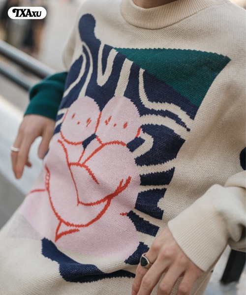 TXA セーター ニット 前田豆コ Jacquard Sweater メンズ レディース
