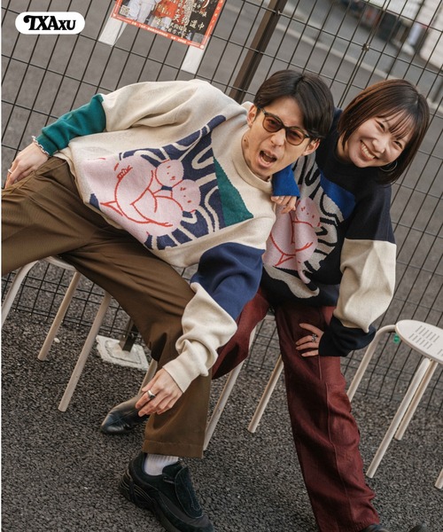 TXA セーター ニット 前田豆コ Jacquard Sweater メンズ レディース