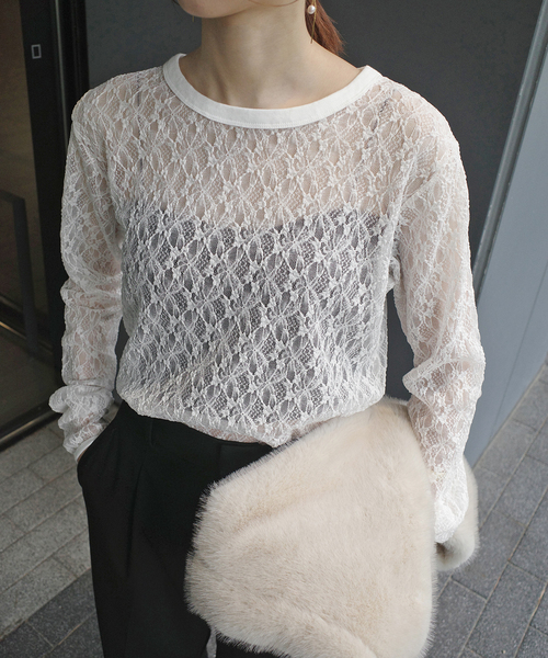 tシャツ IRONING/アイロニング flower lace ロングスリーブ 01IR009410WT レディース | SLOBE IENA