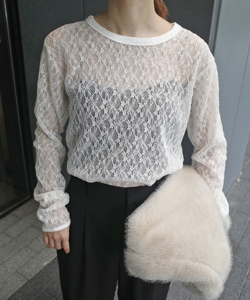 tシャツ IRONING/アイロニング flower lace ロングスリーブ 01IR009410WT レディース | SLOBE IENA | 07