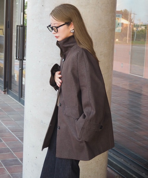 ステンカラーコート コート stand collar medium coat /スタンドカラー