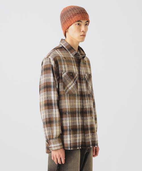 BEAMS HEART（ビームス ハート） シャツ フェード ダメージ ネルシャツ