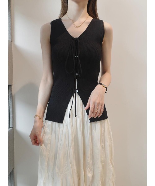 amel（エイメル） ベスト ジレ リボンニットベスト / ブラック