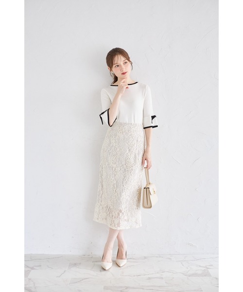 tocco closet（トッコ クローゼット） スカート ライン刺繍入りレース