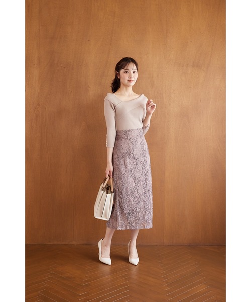 tocco closet（トッコ クローゼット） スカート ライン刺繍入りレース