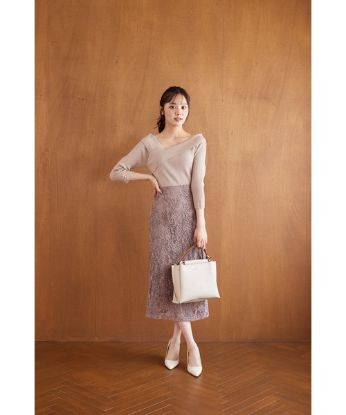 tocco closet（トッコ クローゼット） スカート ライン刺繍入りレース