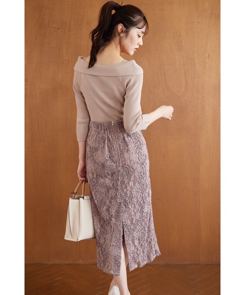 tocco closet（トッコ クローゼット） スカート ライン刺繍入りレース
