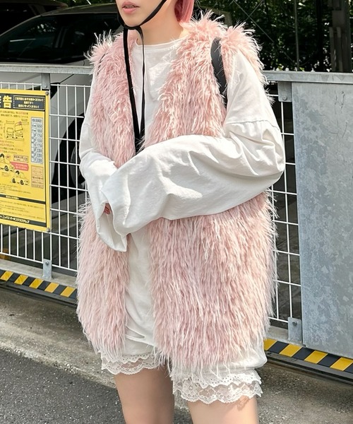 Alley Tokyo コート アウター ふさふさベスト レディース : ZOZOTOWN