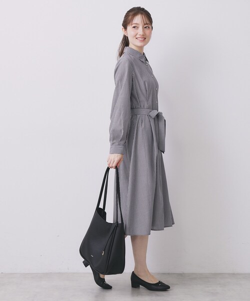 index（インデックス） ワンピース ラメストライプシャツワンピース