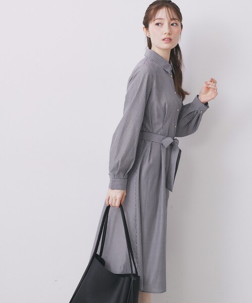 index（インデックス） ワンピース ラメストライプシャツワンピース